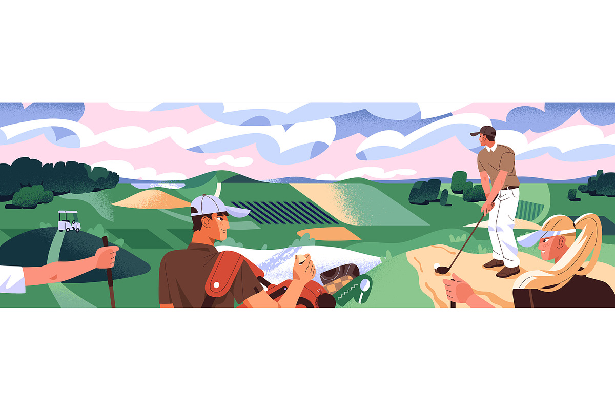 People playing on golf course, a Sport Illustration by PaperTrident (Photo 1 of 3)