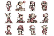 Whimsical Christmas Animals Clipart, an Illustration by Design Market (Thumbnail 2 of 3)