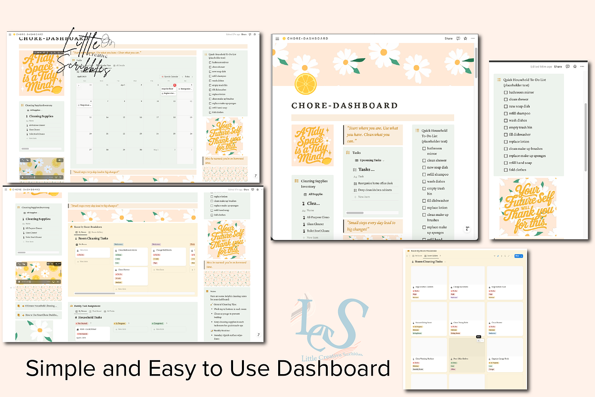 Notion Cleaning Chore Dashboard, an App Template by Little Creative Scribbles (Photo 3 of 7)