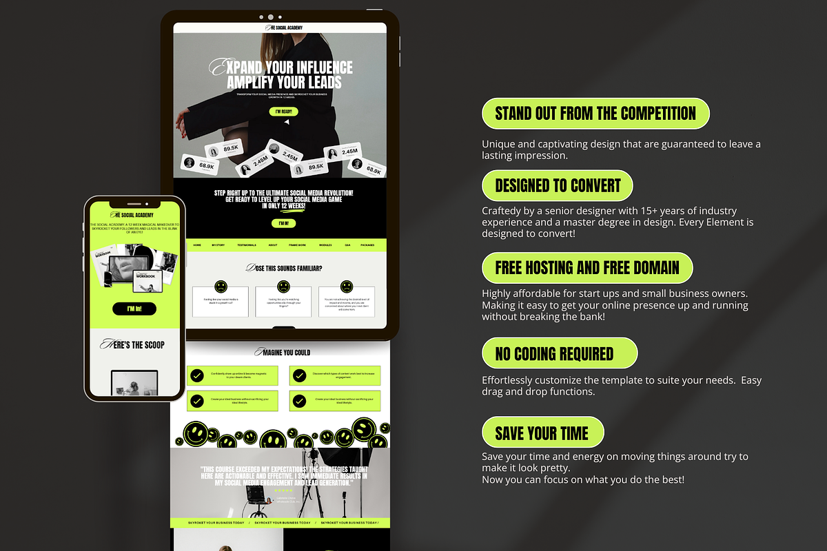 Bold Sales Page Template for Coaches, a Landing Page Template by Row Creative (Photo 2 of 9)