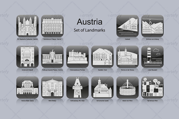 Austria Landmark Icons (16X)