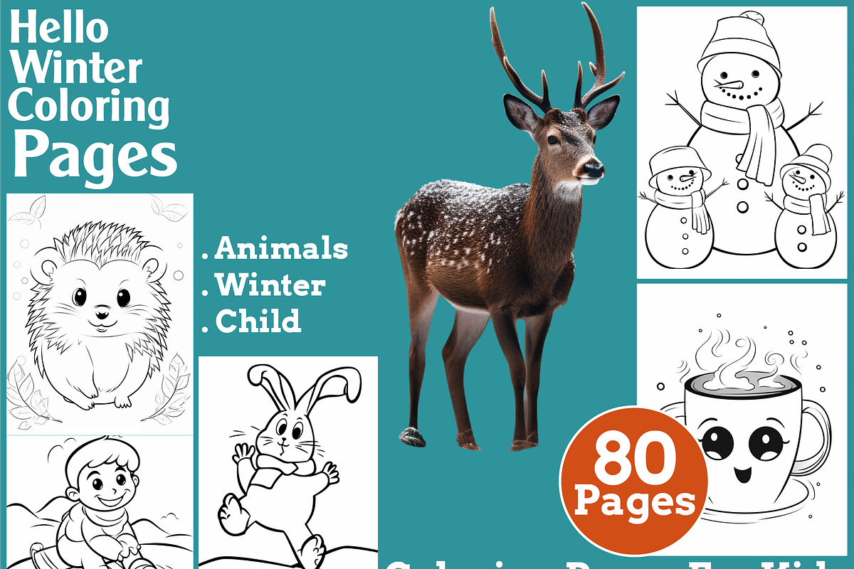 Hello Winter Coloring Pages For Kids, an Animal Illustration by martinblan (Photo 1 of 4)