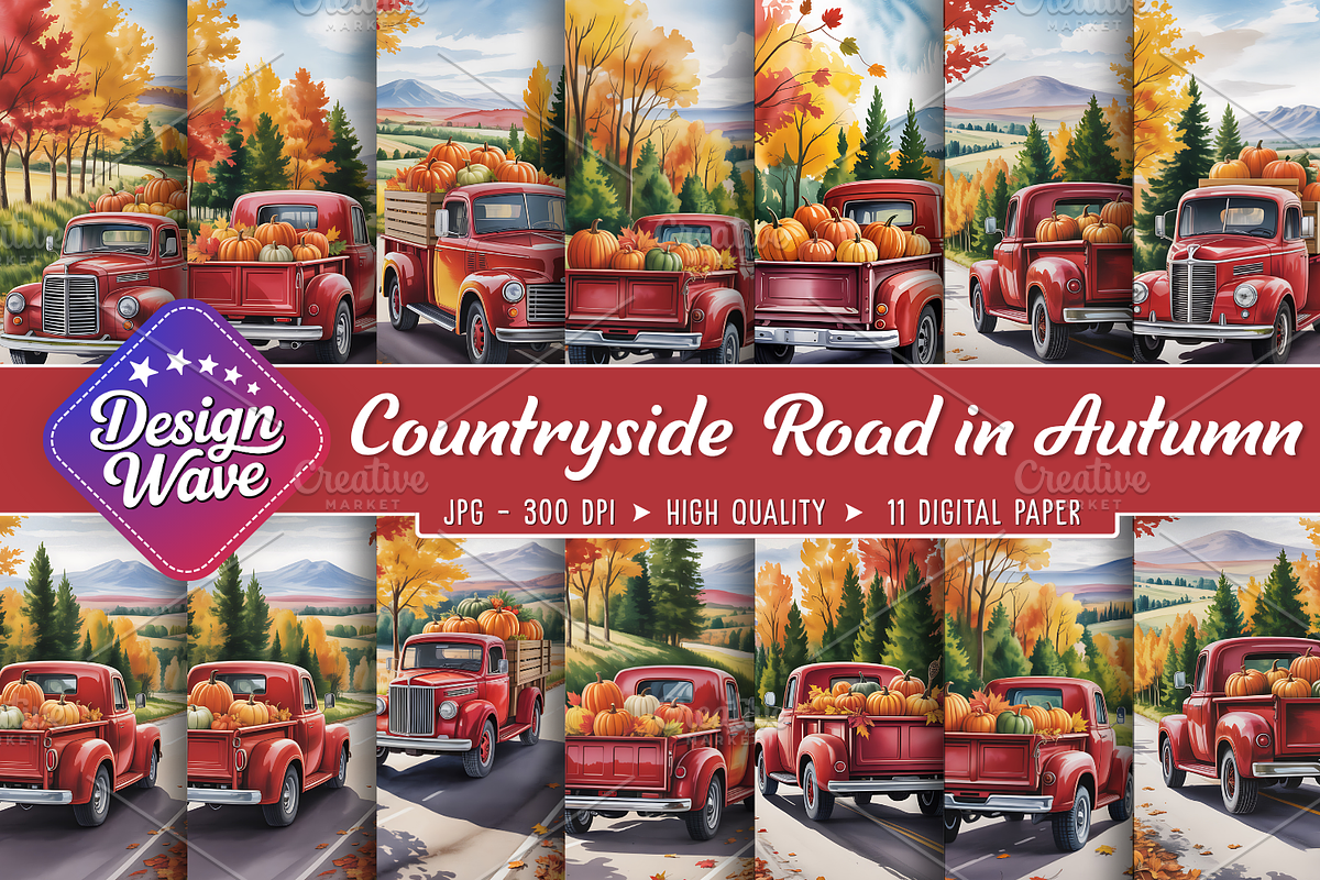 Bold Countryside Road in Autumn, a Background Graphic by Design Station (Photo 1 of 4)