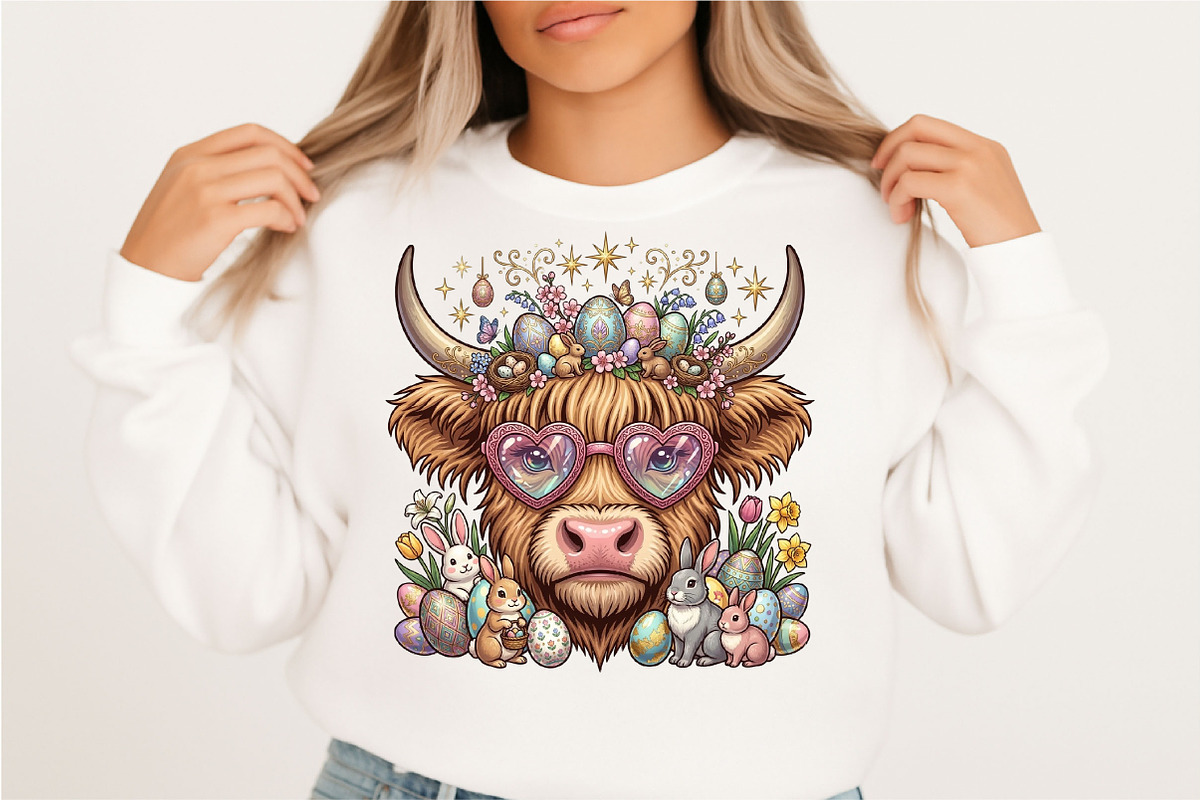 Easter Day Highland Cow Highland, a Seasonal Illustration by Designking (Photo 2 of 6)