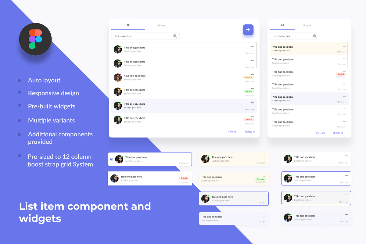 List item UI component and widgets, an UI Kit Template by anchor_point_heshan (Photo 1 of 3)