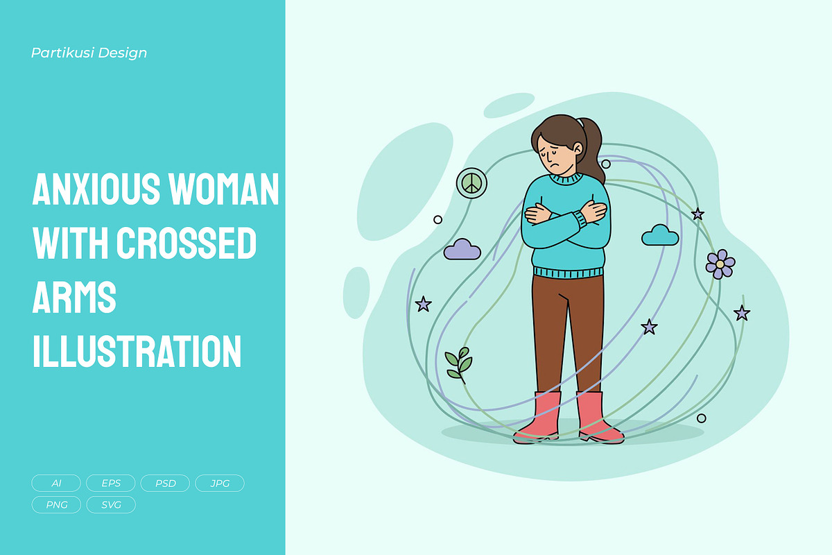 Anxious Woman with Crossed Arms, a Person Illustration by Partikusi Design (Photo 1 of 3)