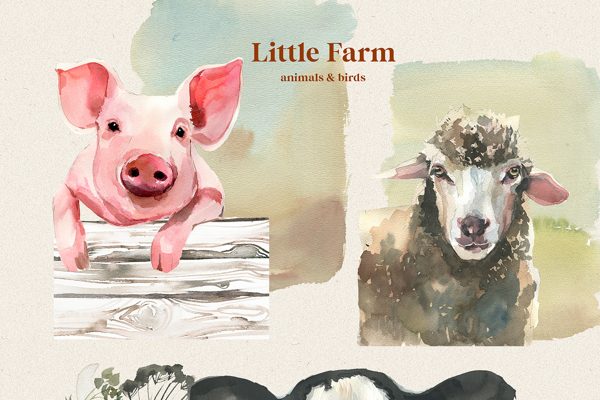 Little Farm Animals Clip Art, an Animal Illustration by whiteheartdesign (Photo 6 of 18)