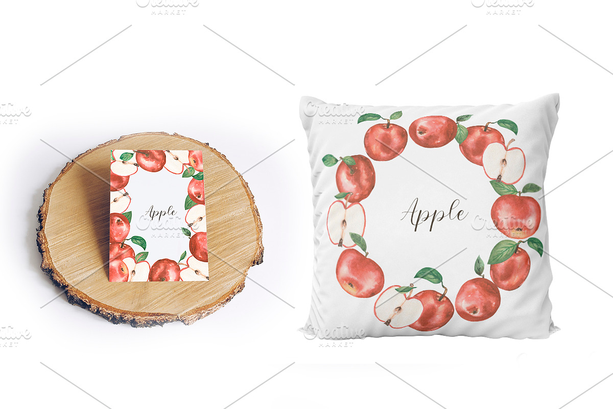 Watercolor Apple Collection, a Food Illustration by MayaNavits (Photo 5 of 7)