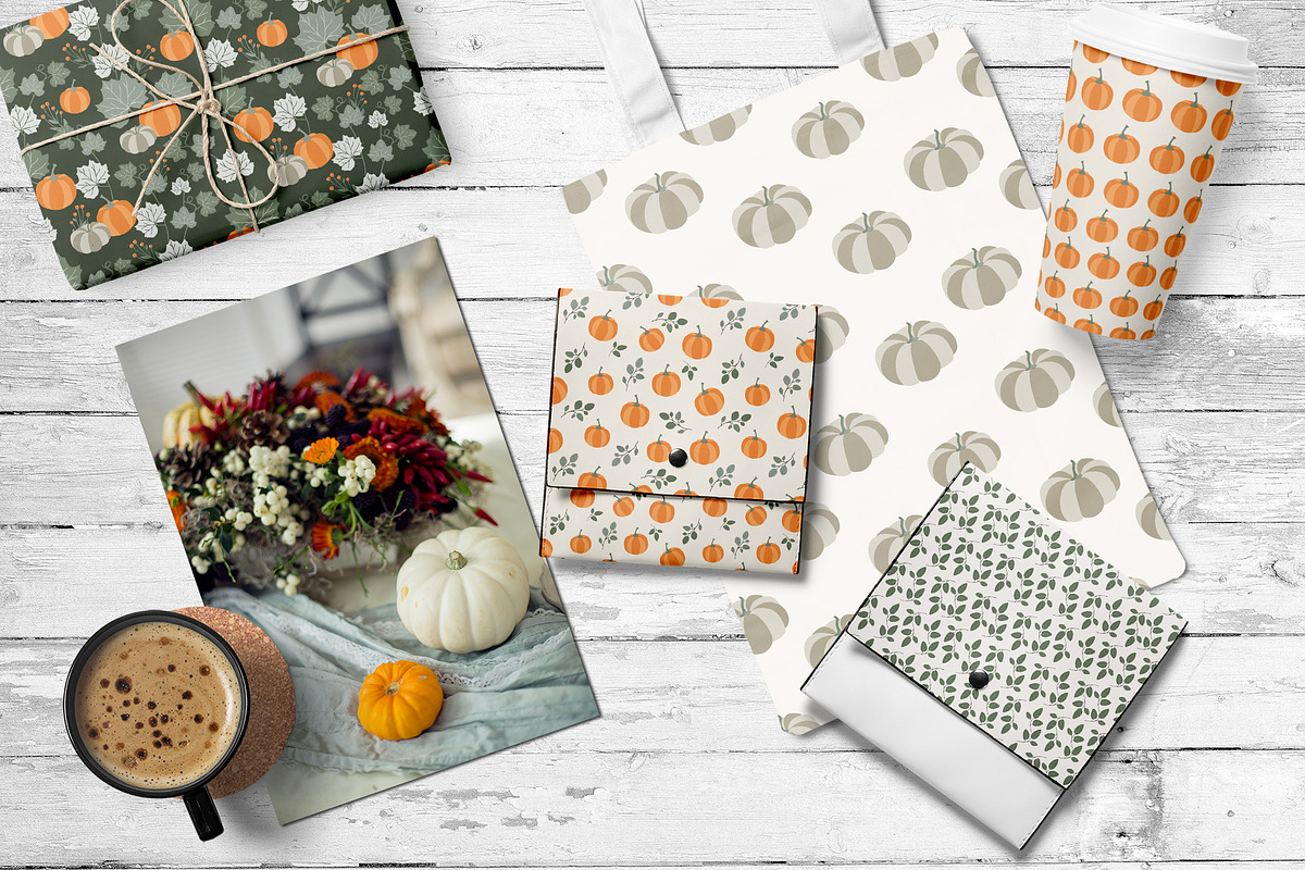 Autumn Pumpkins patterns set, a Pattern Graphic by Cozy pattern shop (Photo 2 of 5)