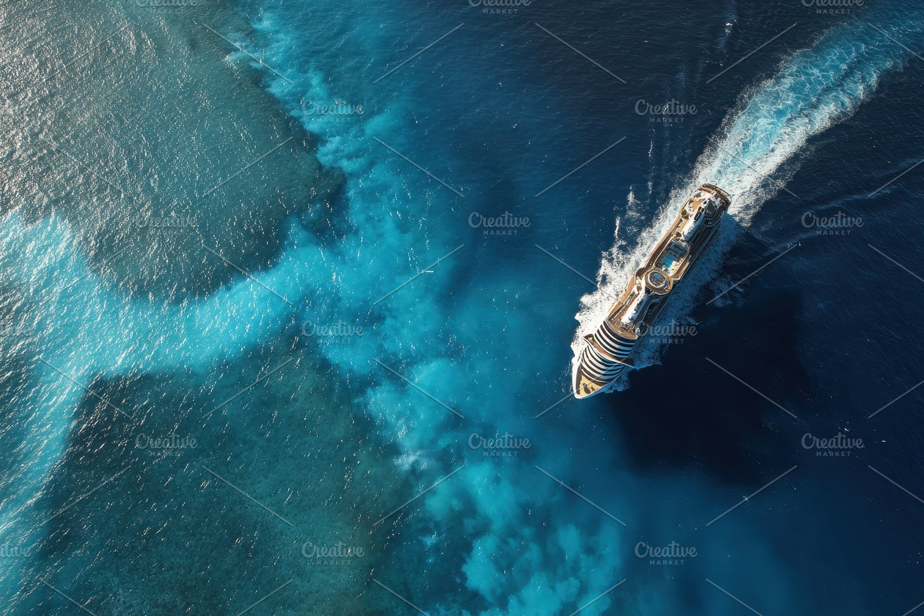 Large cruise ship sails over clear, a Photo by Pavel_design