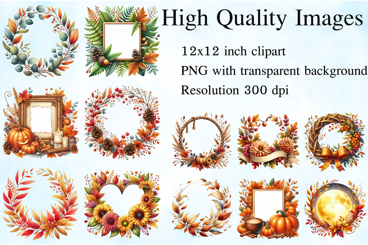 Autumn Frames Watercolor Clipart, an Illustration by Craft Nest (Photo 2 of 5)
