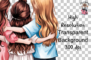 Three Girls Hugging PNG Bundle, a Graphic by Clipart Bloom (Thumbnail 10 of 11)