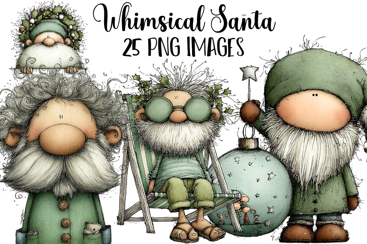 Whimsical Santa Clipart, an Illustration by DreamArtGraphic (Photo 1 of 5)