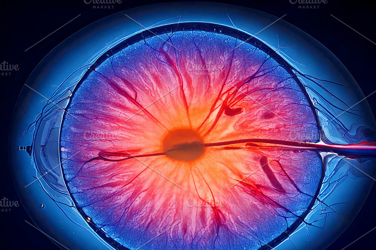 Digital illustration of human eye shown in cross-section, a Healthcare Illustration by DanFLCreativo