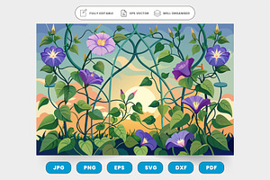 Ethereal morning glories climbing a, a Graphic by SaroStock