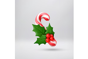 Festive 3d rendered candy cane with, an Object Illustration by Abscent