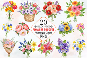 Spring Flowers Bouquet Clipart, an Illustration by RobertsArt