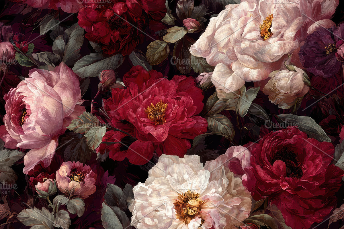 Moody Dark Floral Seamless Pattern, a Decorative Illustration by Virgo Studio