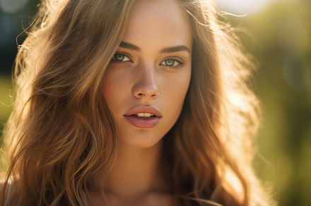 Photograph of a naturally beautiful female model in nature. Gene, a Beauty & Fashion Photo by designvectx