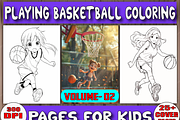 Playing Basketball Coloring Pages V2, a Sport Illustration by BrandlyTemplate (Thumbnail 1 of 4)