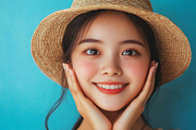 Smiling asian woman in straw hat, a Person Photo by Bunny's Little Shop (Thumbnail 2 of 2)