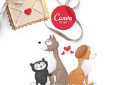 Printable Pet Love Note Cards, an Animal Illustration by Sniff Design Studio (Thumbnail 1 of 5)