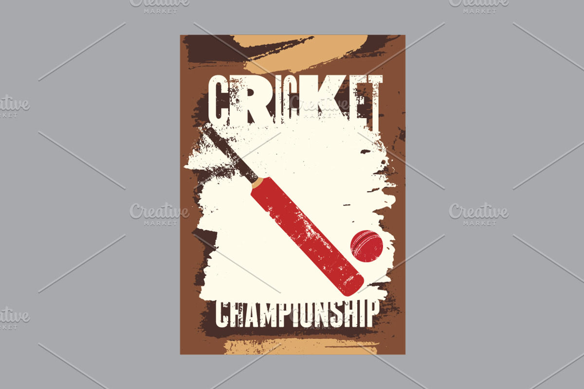 Cricket vintage vector poster set., a Sport Illustration by PoPaShop (Photo 7 of 9)