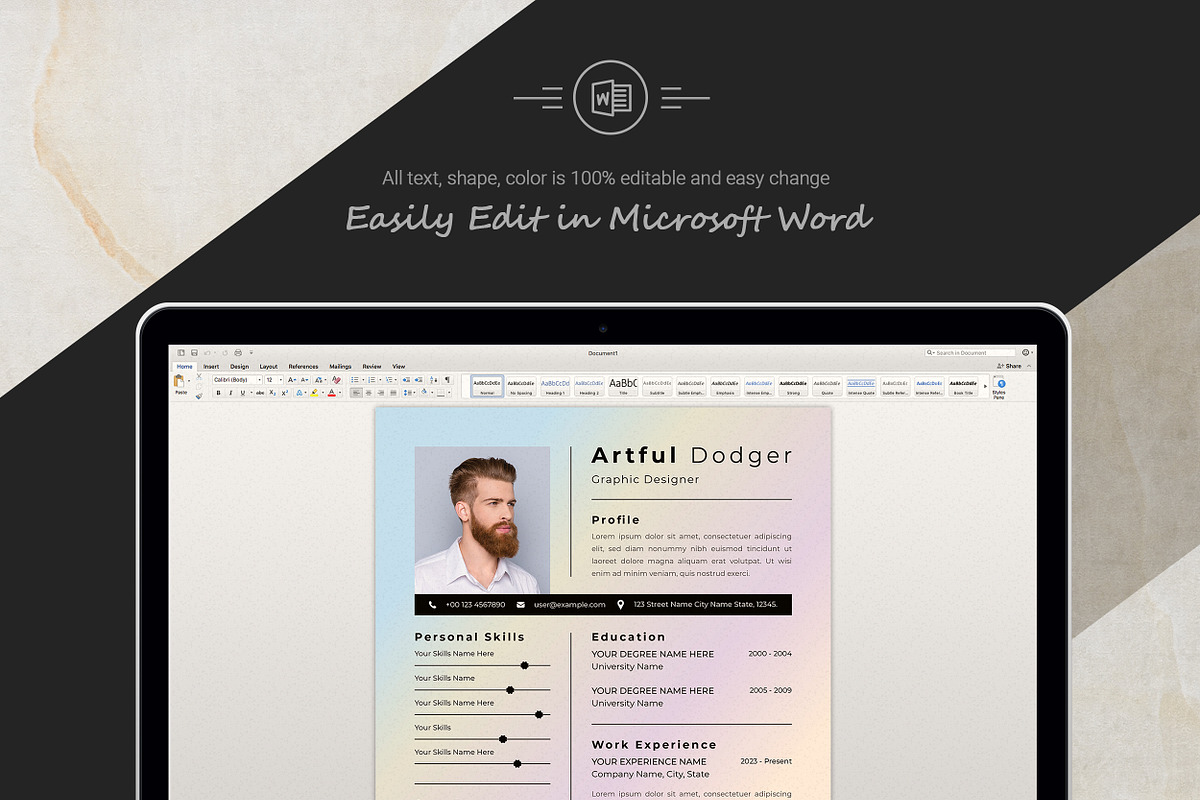 Editable Resume with Icons & Sections preview 5