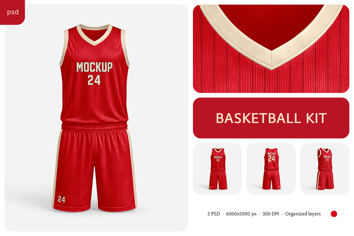 Basketball Kit Mockup Set, a Shirt Mockup by Country4k (Photo 1 of 4)