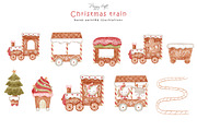 Christmas train clip arts, an Illustration by TheHappyGiftArt (Thumbnail 3 of 5)