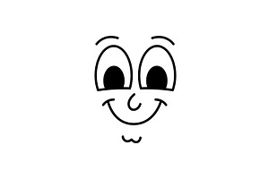 Cartoon face with soft eyes and a, an Object Illustration by GraphiShop