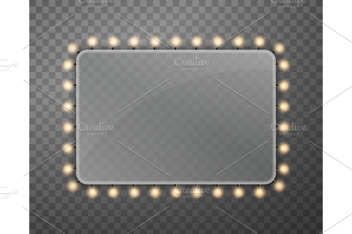 Glowing billboard bulbs banner., a Decorative Illustration by HAPPY VECTOR