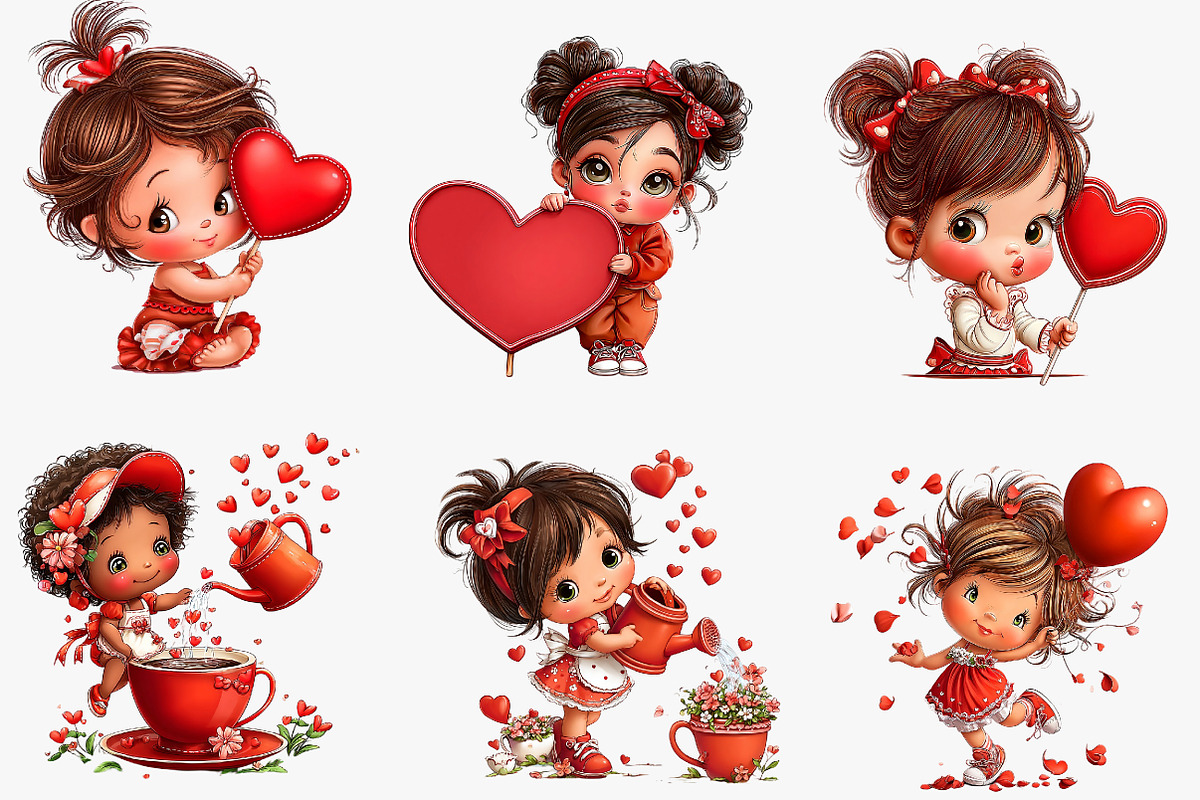 whimsical valentine clipart bundle, an Illustration by CreationArt (Photo 2 of 7)