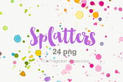 Watercolor splatters paint splashes, an Illustration by FOXYdigitalart (Thumbnail 1 of 3)