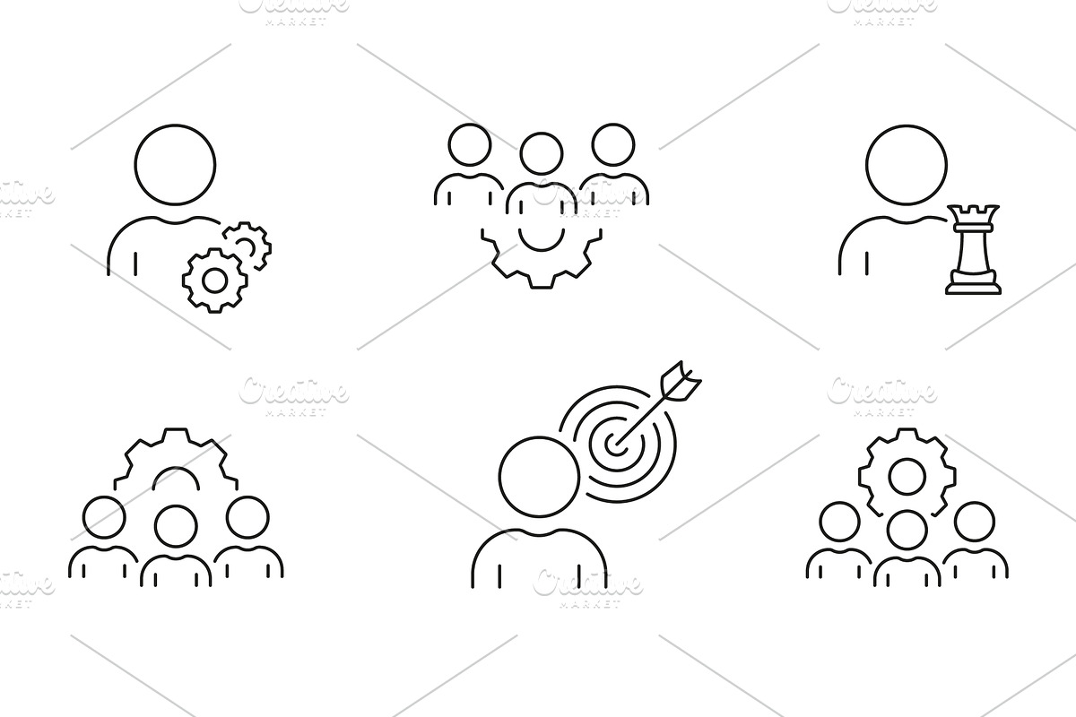 Focus on Target Line Icon Set, an Object Illustration by Gentle Studio