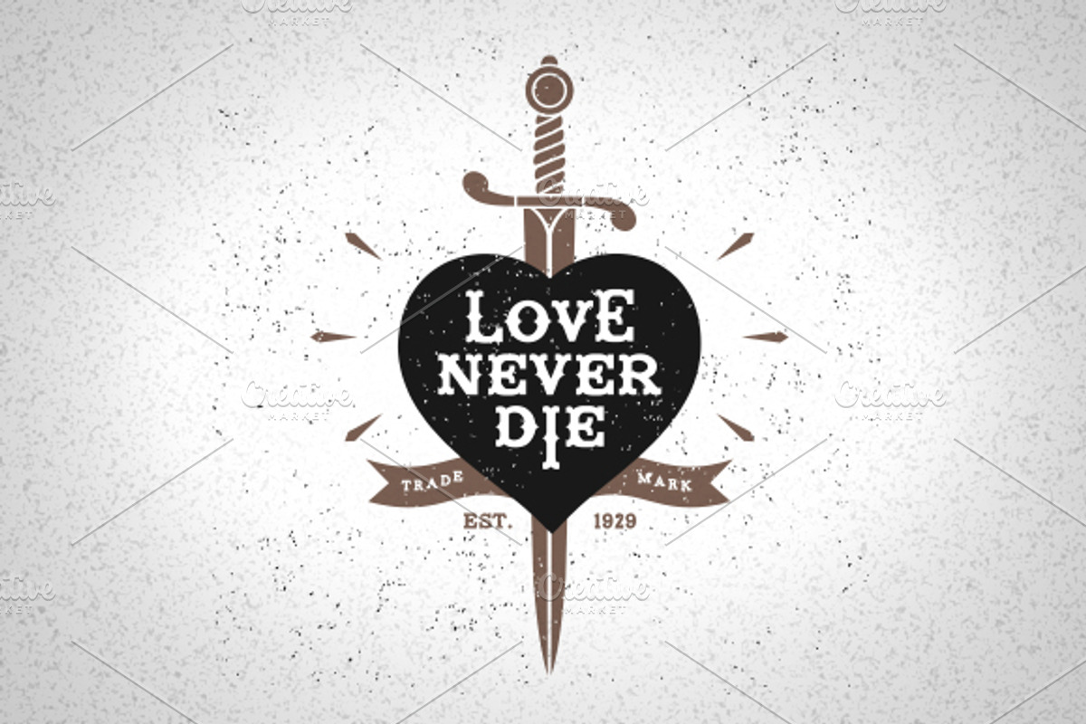Vintage Label Love Never Die, an Illustration by Ezepov (Photo 1 of 2)