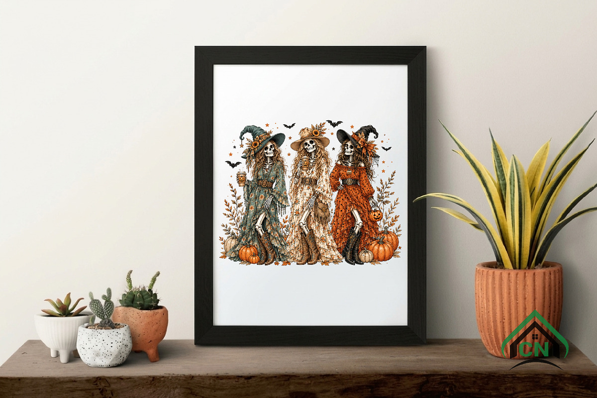Halloween Skeleton Witch Women, a Seasonal Illustration by Craft Nest (Photo 4 of 6)