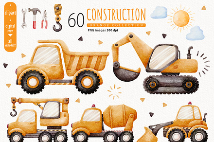 Construction Vehicle Clipart, a Transportation Illustration by TitaLivingArt