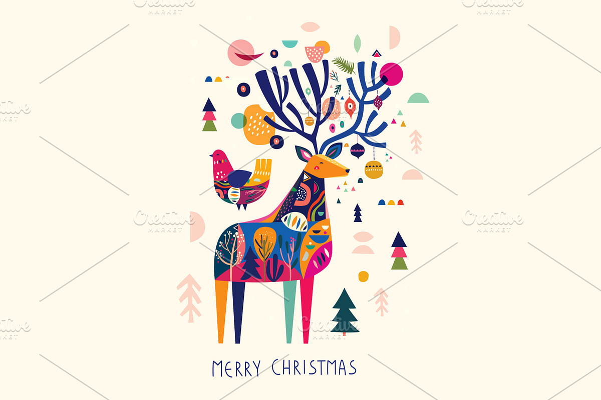 CHRISTMAS Deer, an Animal Illustration by MoleskoStudio (Photo 4 of 9)