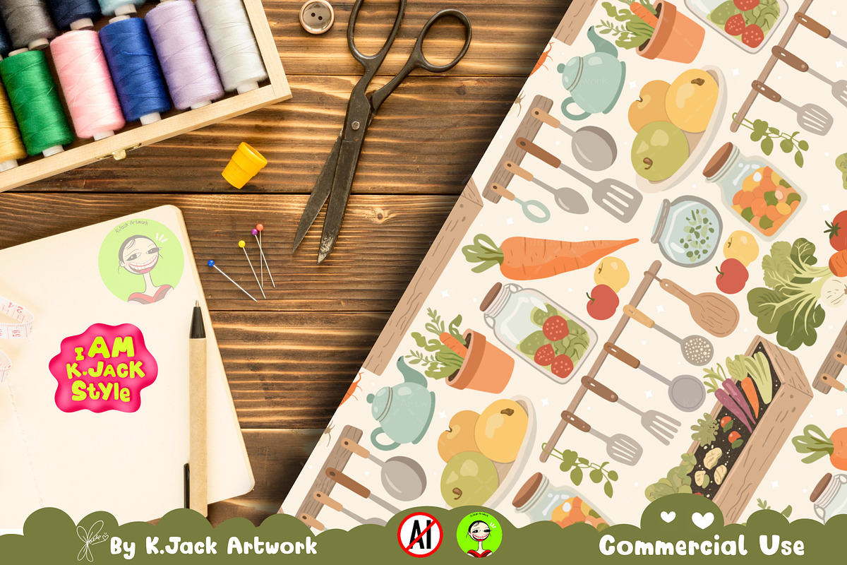 Vintage Garden Pantry Seamless, a Background Graphic by K.JackArtwork (Photo 6 of 8)