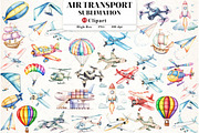 Air Transport Watercolor Clipart, an Illustration by Watercolor design (Thumbnail 1 of 10)