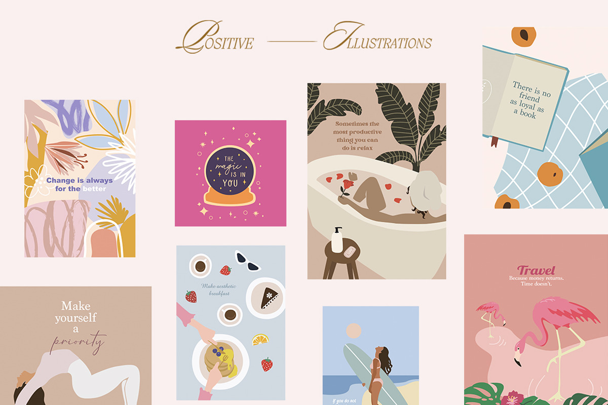 100 Playful Positive Posters, a Wallpaper Graphic by NassyArt