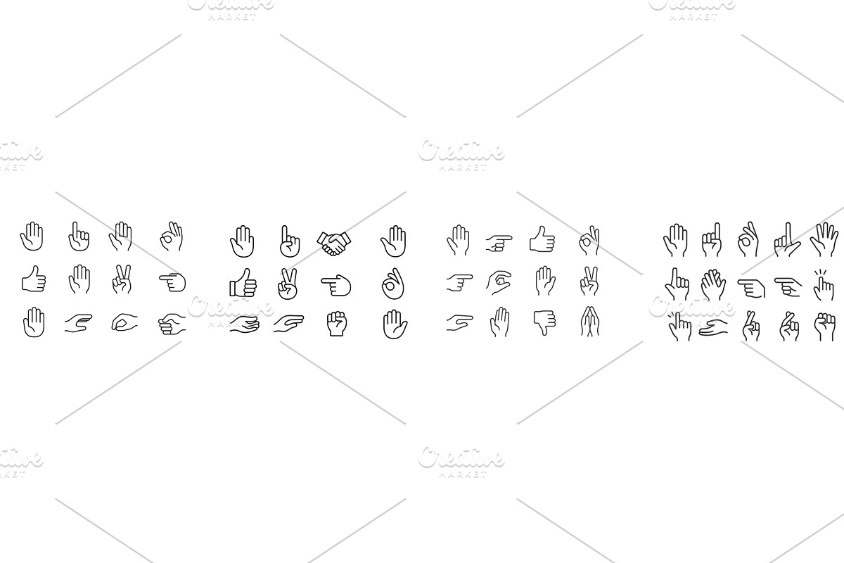 Collection of hand gesture icons, an Object Illustration by ZinetroN