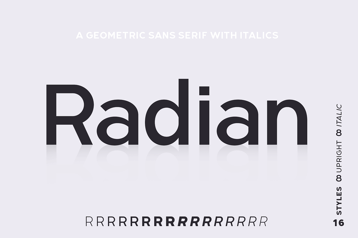 Radian | A Geometric Sans Serif, a Sans Serif Font by Ayca Atalay (Photo 1 of 10)