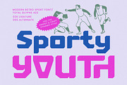 Sporty Youth Modern Retro Font, a Sans Serif Font by timelesstype.co (Thumbnail 1 of 20)