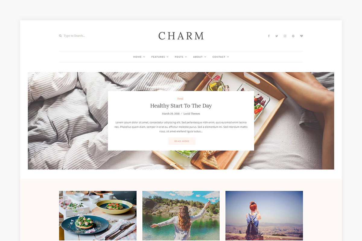 Charm - WordPress Blog Theme, a WordPress Template by Lucid Themes (Photo 2 of 10)