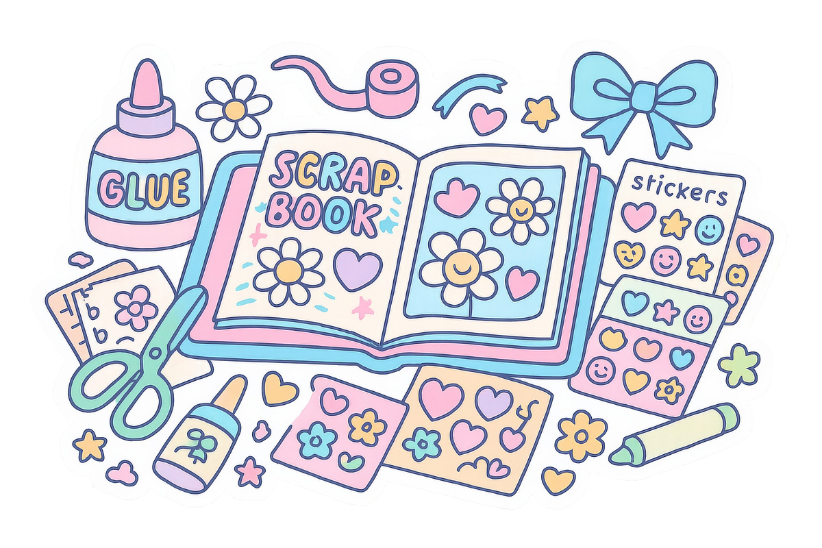 Scrapbook crafting elements with pas, an Illustration by Dvoevnore photos
