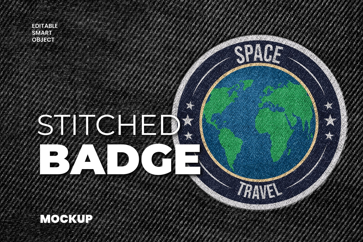 Fabric Stitched Badge Mockup, a Brushes & More by studiogstock (Photo 1 of 3)