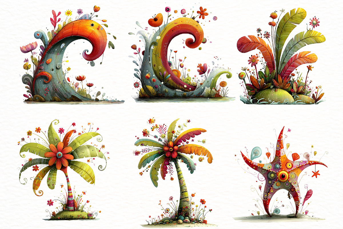 Whimsical Summer splash Clipart, an Illustration by Designworld (Photo 2 of 8)