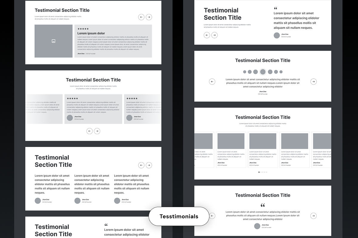 Unique Website Sections Kit in Figma, a Wireframe Template by nwdigitalstore (Photo 8 of 14)